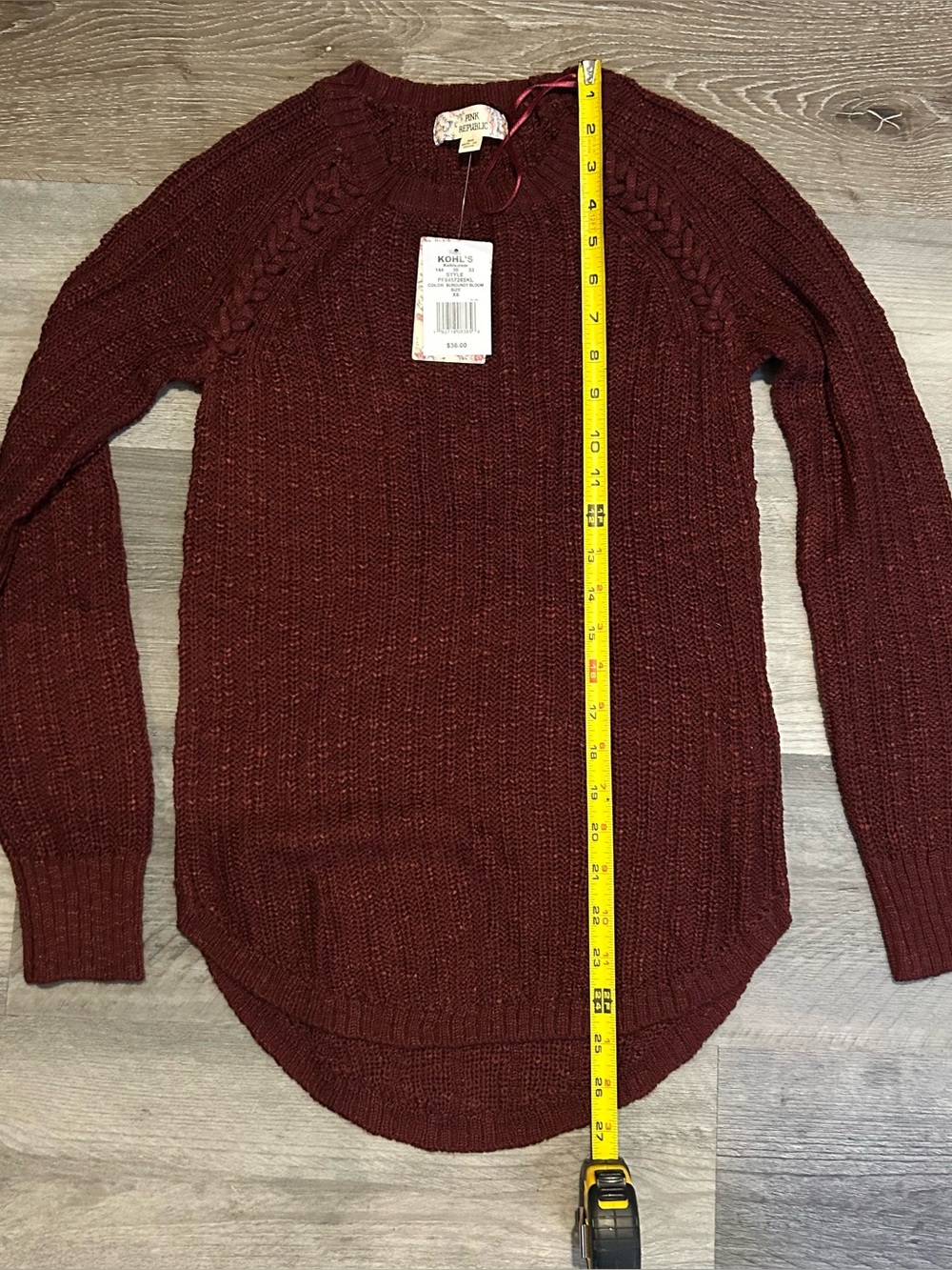 NWT XS Pink Republic Burgundy Knit Swetaer - Picture 7 of 7
